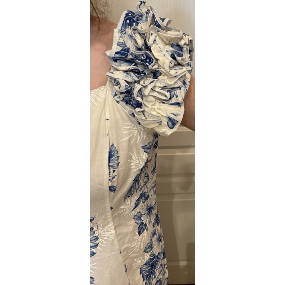 KY'S Made in Hawaii blue Floral 100% Cotton‎ ruffled Maxi Dress XL 3X  NWT - Picture 7 of 16